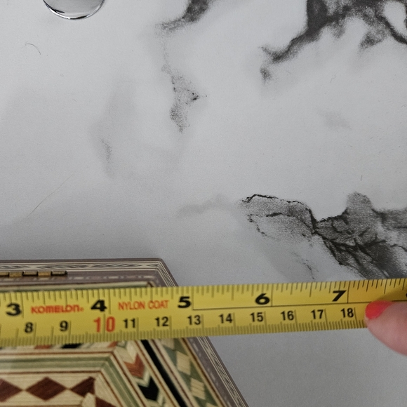 Wooden Mosaic Hexagonal Marquetry Jewelry Box From Spain- NWOT - Picture 11 of 11